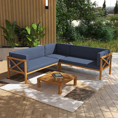 Beppe Solid Wood 5 - Person Outdoor Seating Group with Cushions