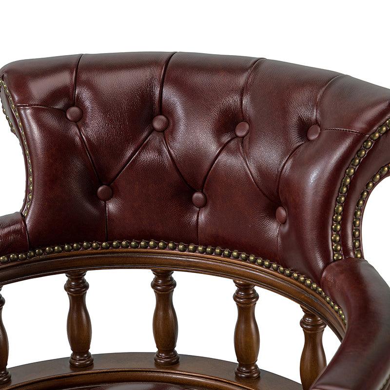 Genuine Leather Chesterfield Captains Wood Executive Office Chair - Hulala Home