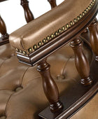 Genuine Leather Chesterfield Captains Wood Executive Office Chair - Hulala Home