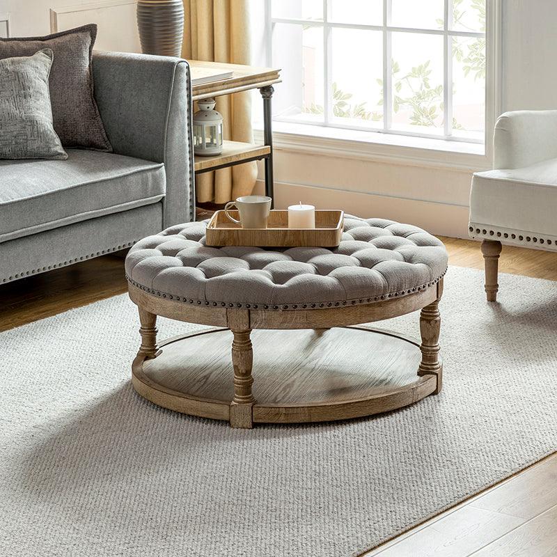 Danilynn Tufted Round Cocktail Ottoman Coffee Table Hulala Home
