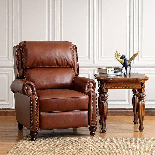 Mid-century Genuine leather recliner chair for living room - HULALA HOME