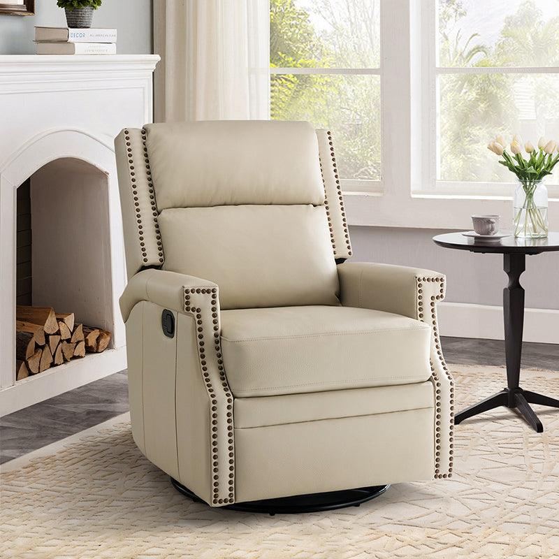 Shop Canace Genuine Leather Swivel Rocker Recliner - Hulala Home