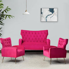 Amira Velvet 3-Piece Living Room Set